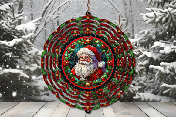 Download Stained Glass Santa Wind Spinner - Premium Resources