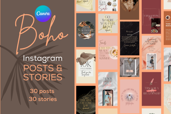 Download Boho Insta Templates Pack CANVA - Boho Collection