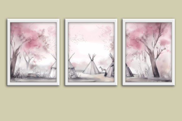 Download Pink Boho Panoramic Gallery Wall Art Set - Boho Collection
