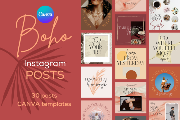 Download Boho Insta Posts Templates CANVA - Boho Collection